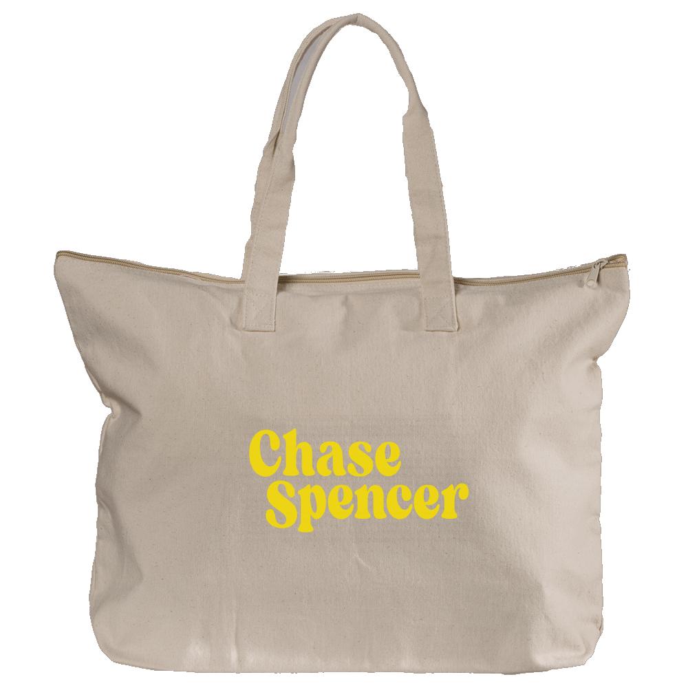 Chase Spencer Logo Yellow Canvas Zippered Book Tote (12oz)